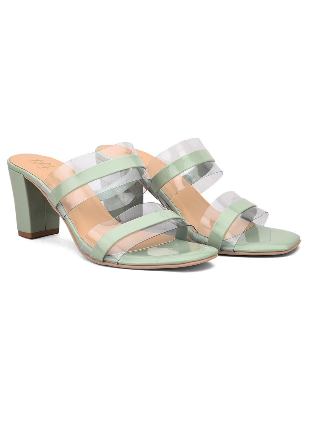 Hydes N Hues Green Striped Block Heels