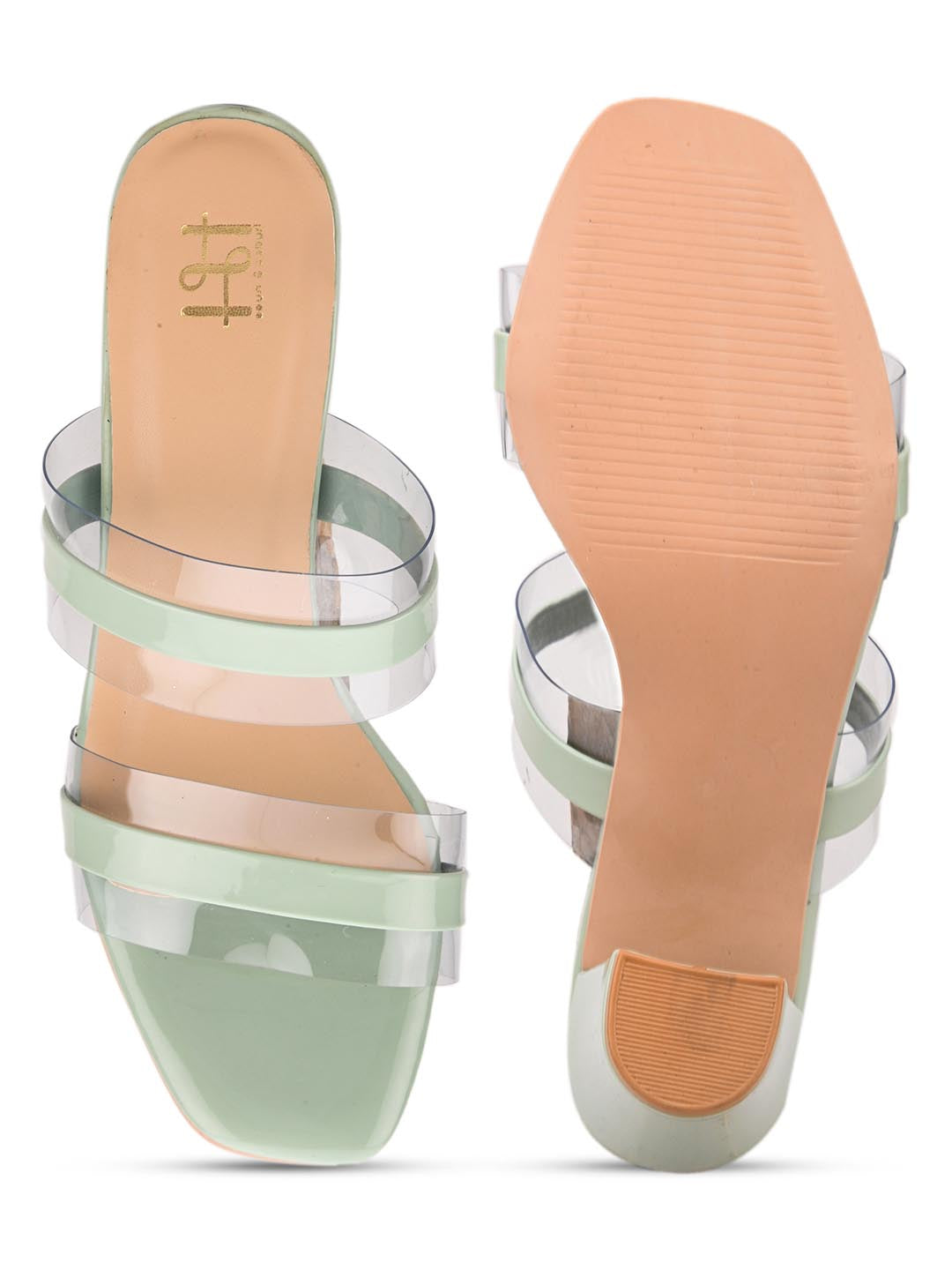 Hydes N Hues Green Striped Block Heels