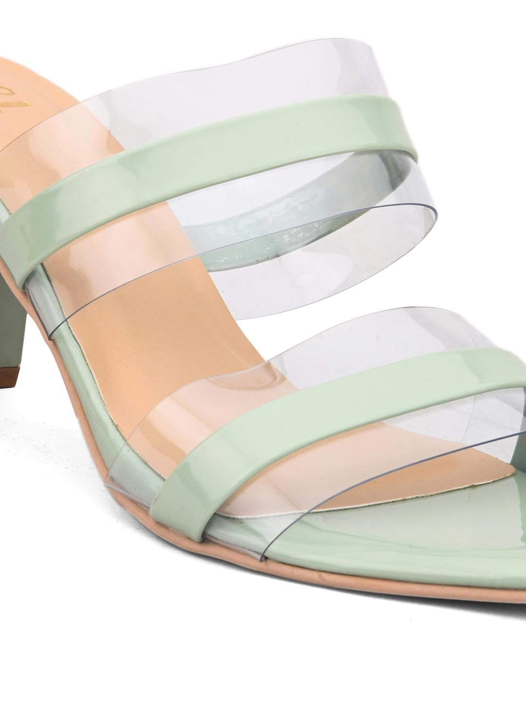 Hydes N Hues Green Striped Block Heels