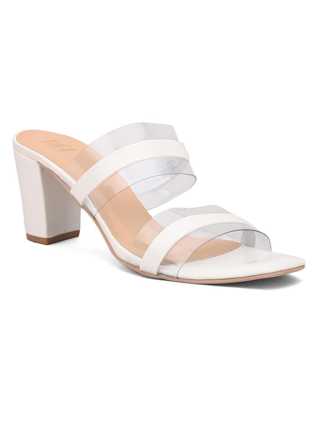 Hydes N Hues White Striped Block Heels