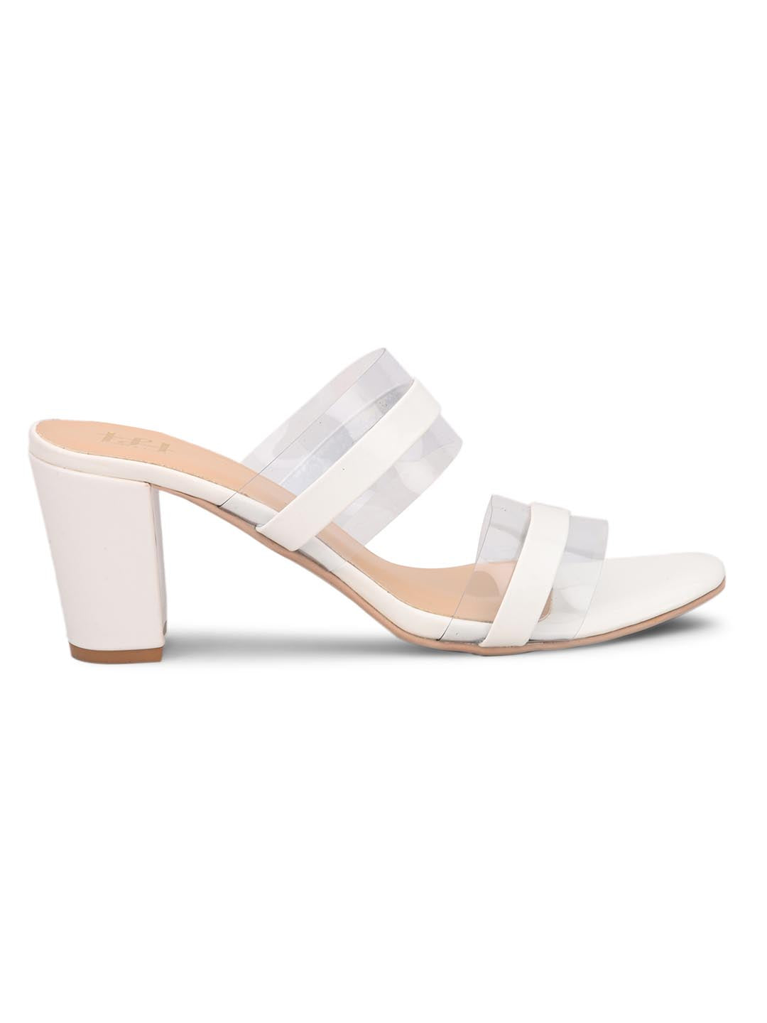 Hydes N Hues White Striped Block Heels