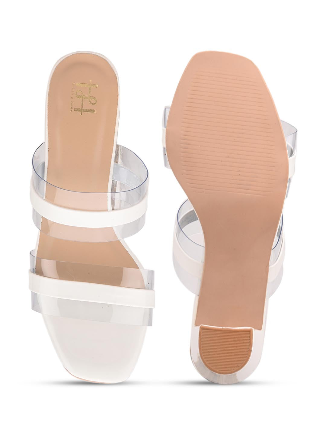 Hydes N Hues White Striped Block Heels