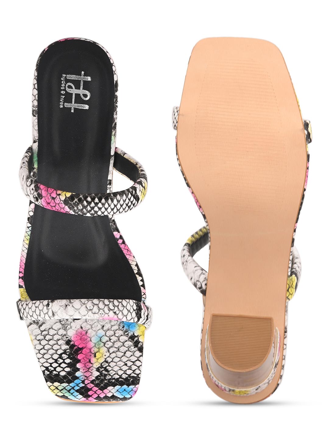 Hydes N Hues White & Multicoloured with Transparent Heels
