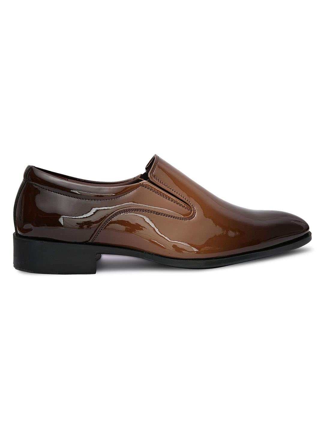 Hydes N Hues Men Brown Solid Leather Formal Slip-Ons