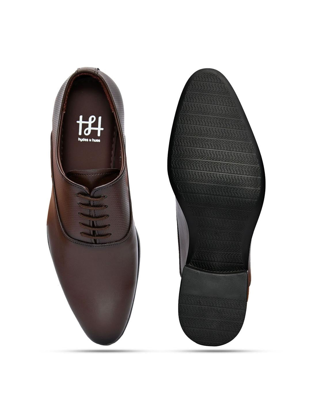 Hydes N Hues Men Brown Solid Formal Oxfords