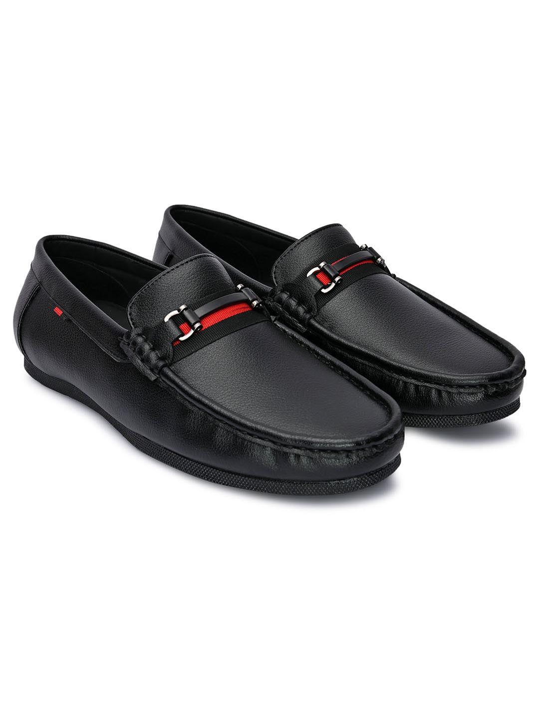 Hydes N Hues Men Black Loafers with Metal Buckle