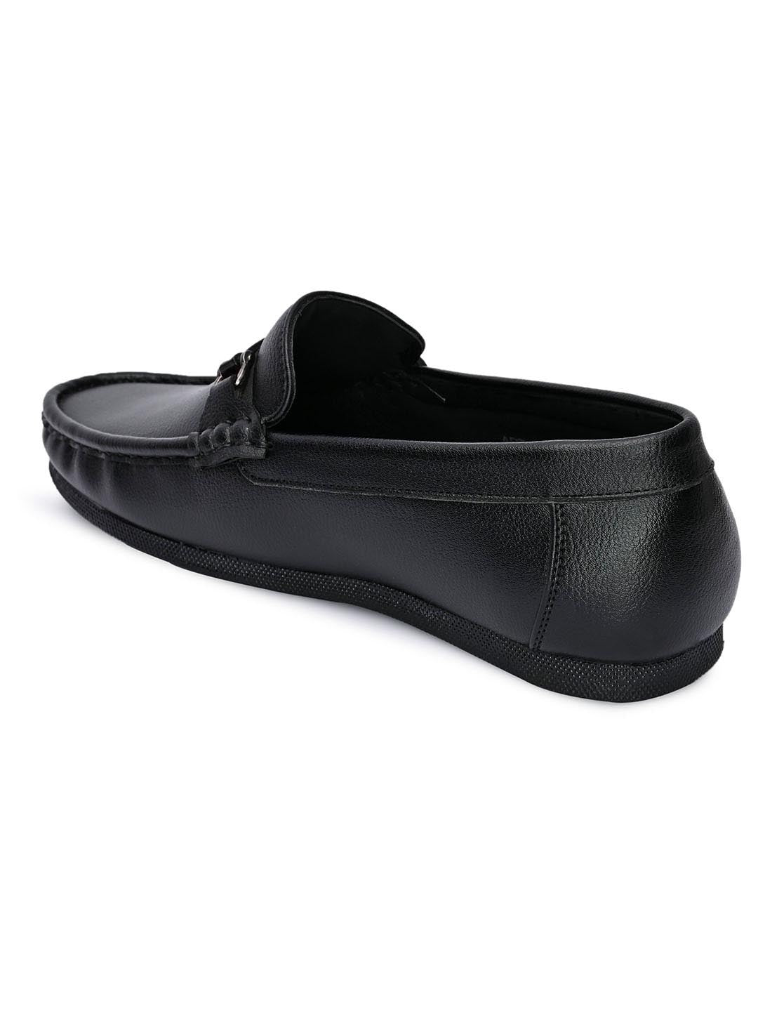 Hydes N Hues Men Black Loafers with Metal Buckle
