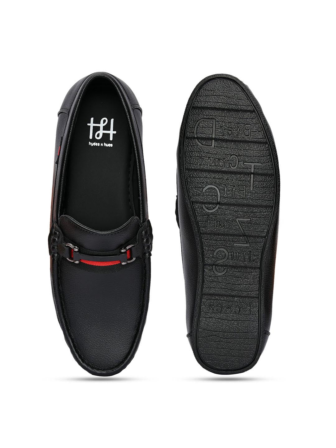Hydes N Hues Men Black Loafers with Metal Buckle