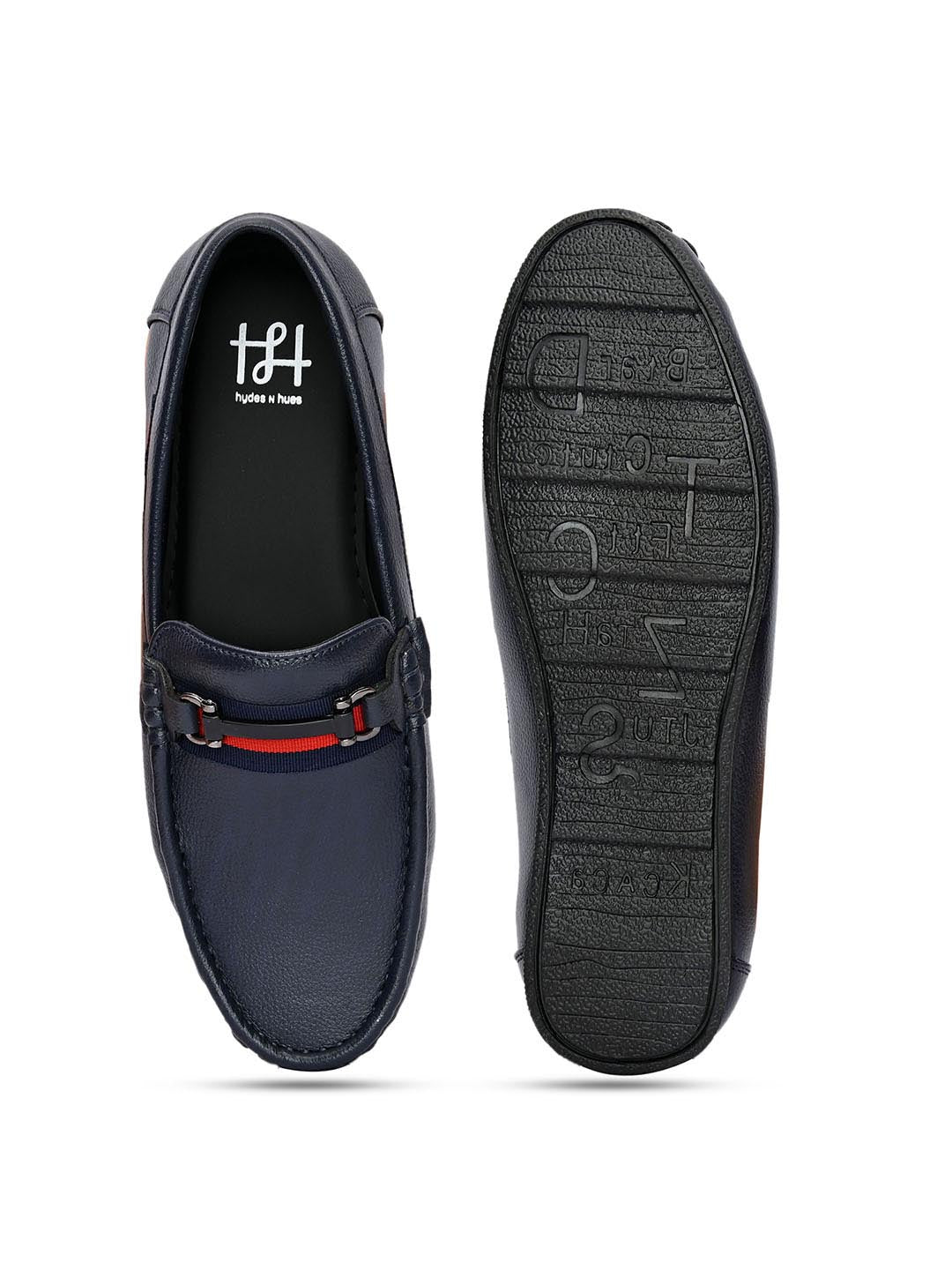 Hydes N Hues Men Blue Loafers with Metal Buckle