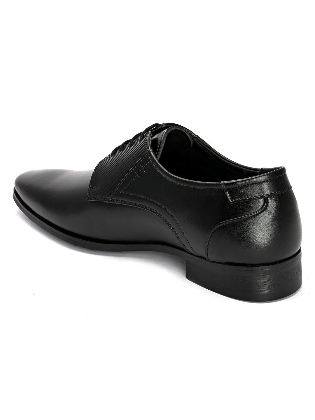 Hydes N Hues Men Black Textured Formal Derbys