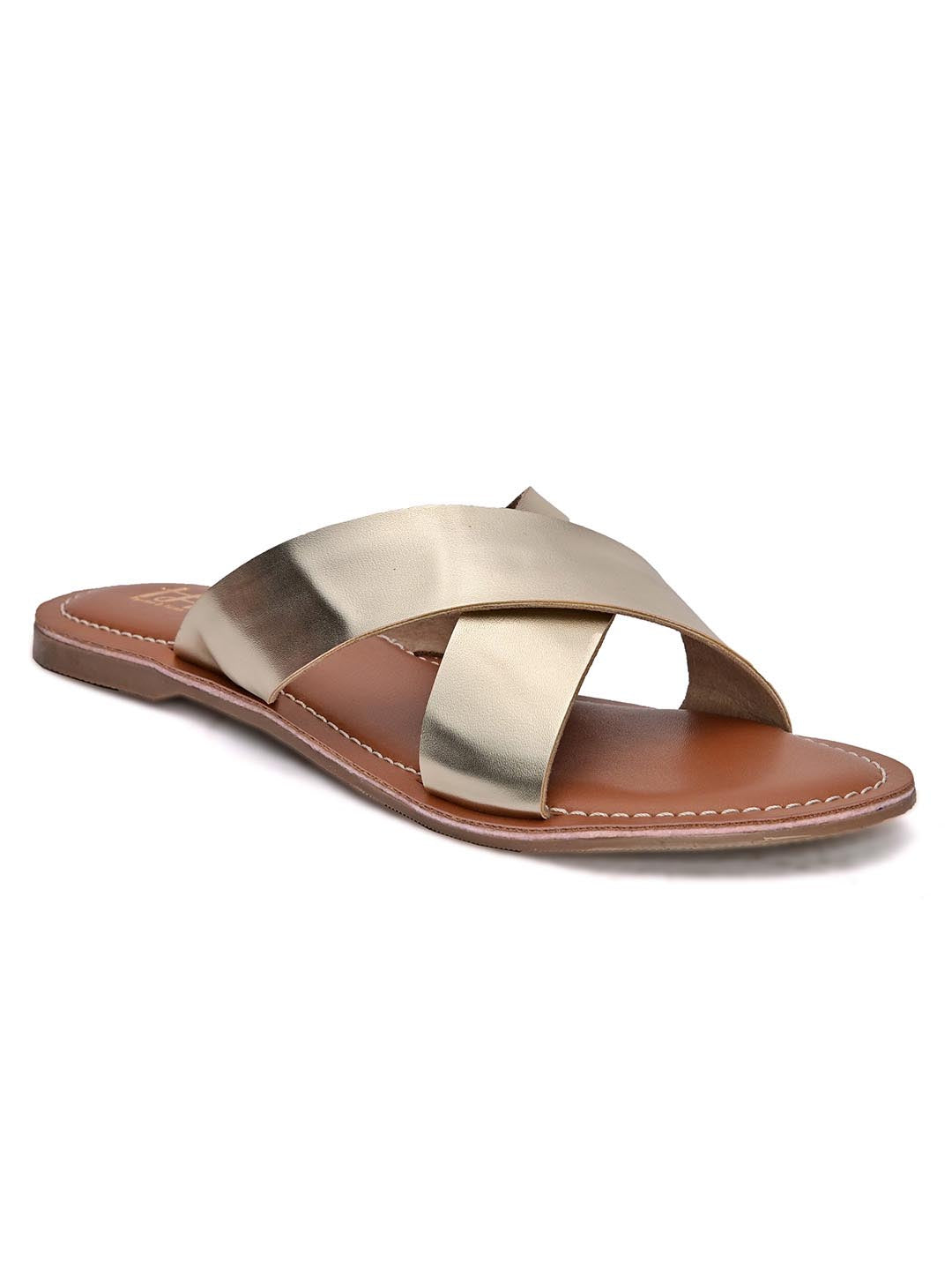 Hydes N Hues Women Gold Open Toe Flats