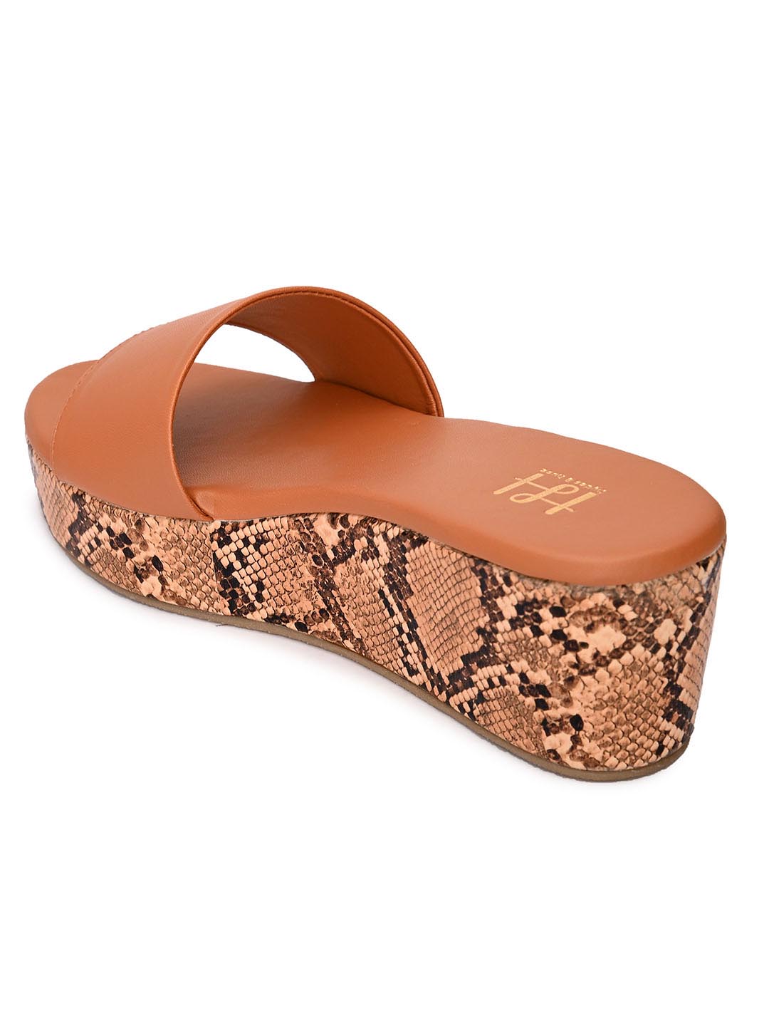 Hydes N Hues Tan Orange Wedge Heels