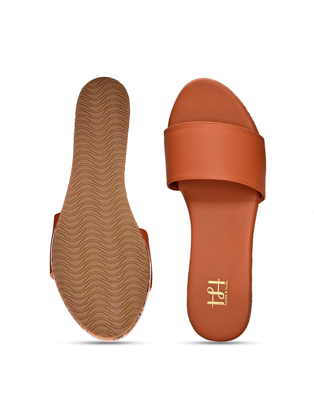Hydes N Hues Tan Orange Wedge Heels
