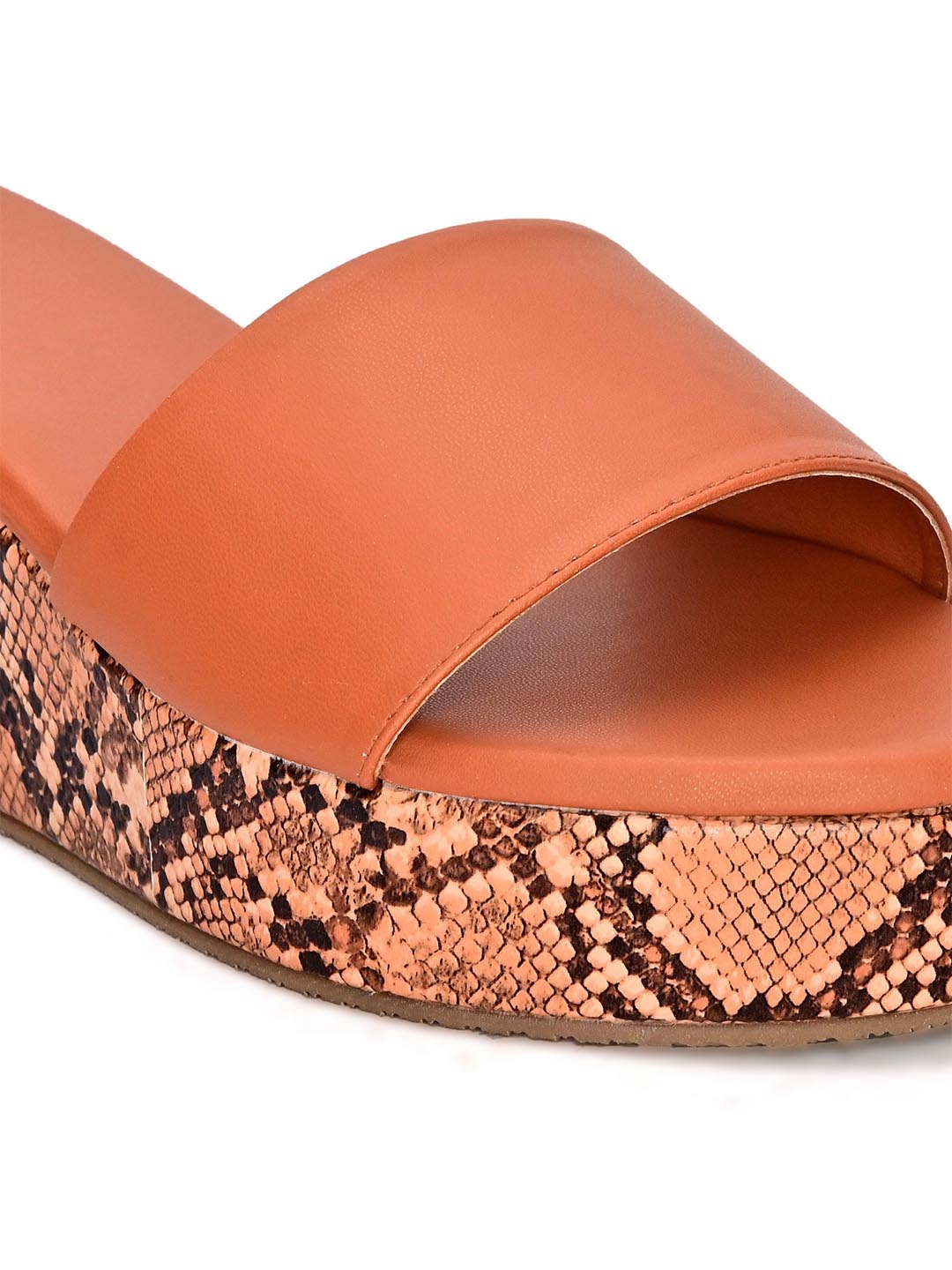 Hydes N Hues Tan Orange Wedge Heels