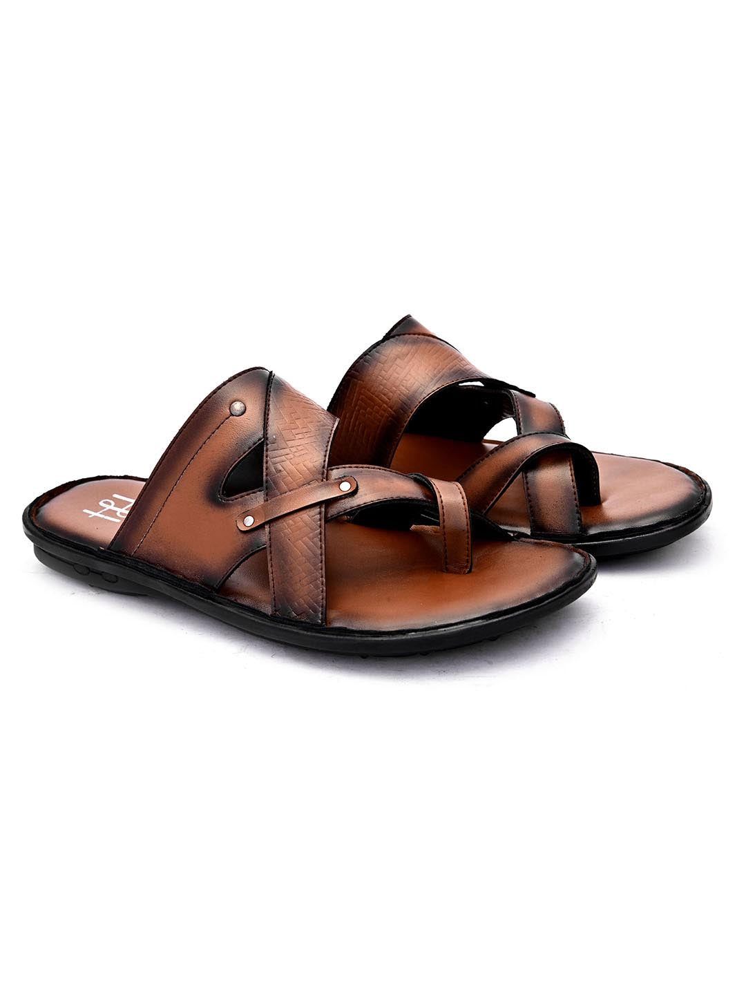 Hydes N Hues Men Tan Brown Black Comfort Sandals
