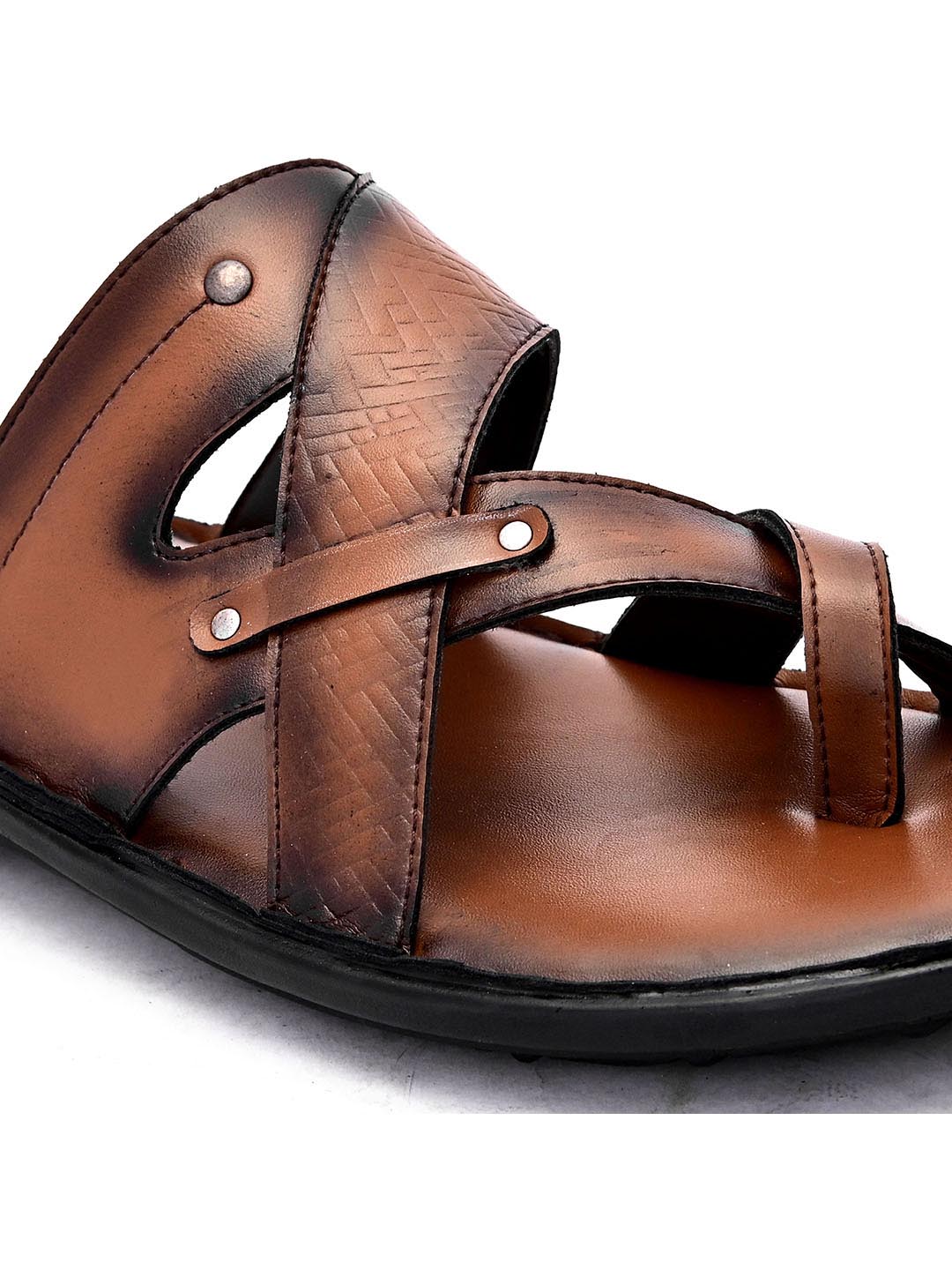 Hydes N Hues Men Tan Brown Black Comfort Sandals