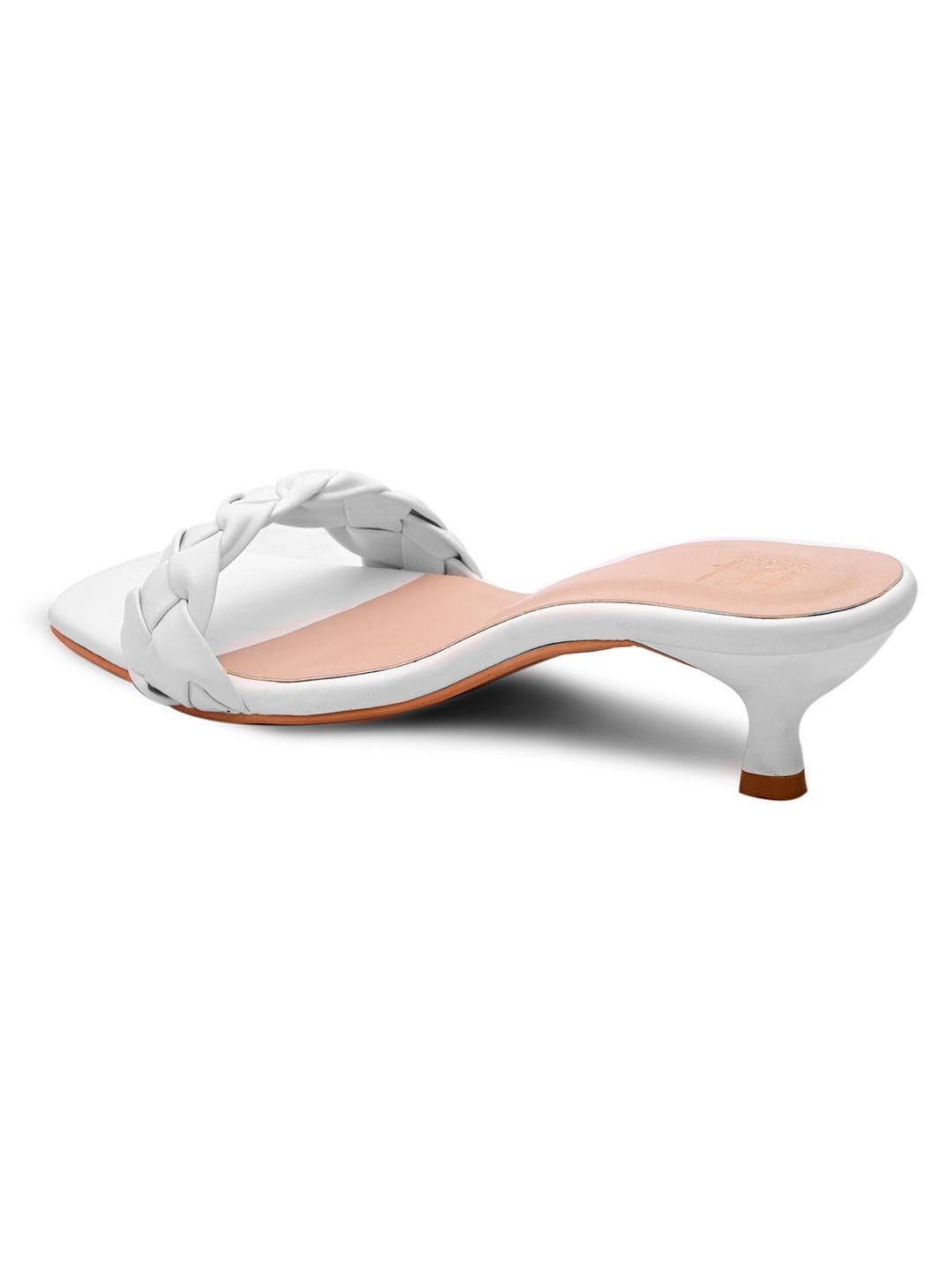Hydes N Hues White-Coloured Woven Design Kitten Heels