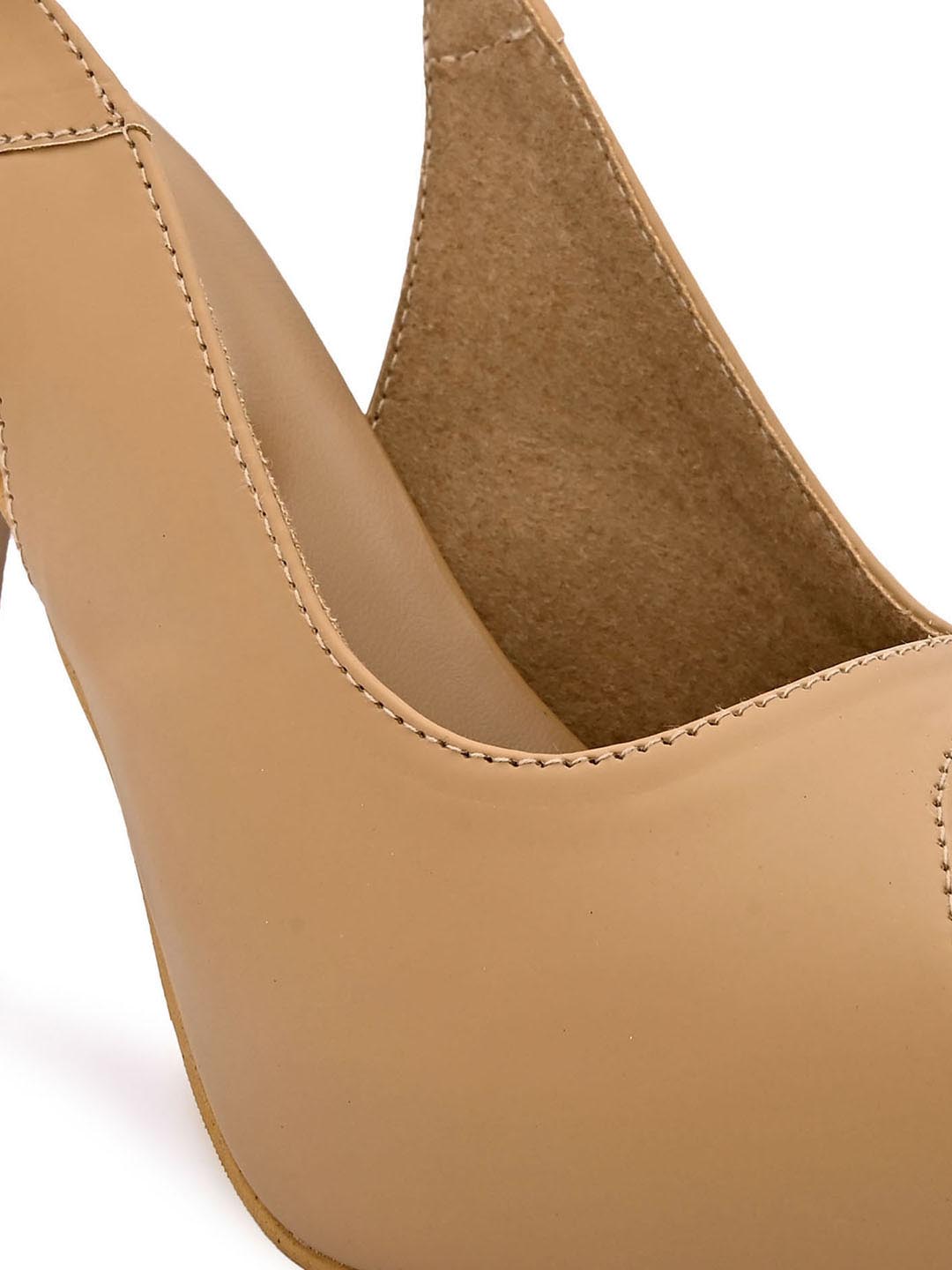 Hydes N Hues Beige Block Peep Toes Stilettoes