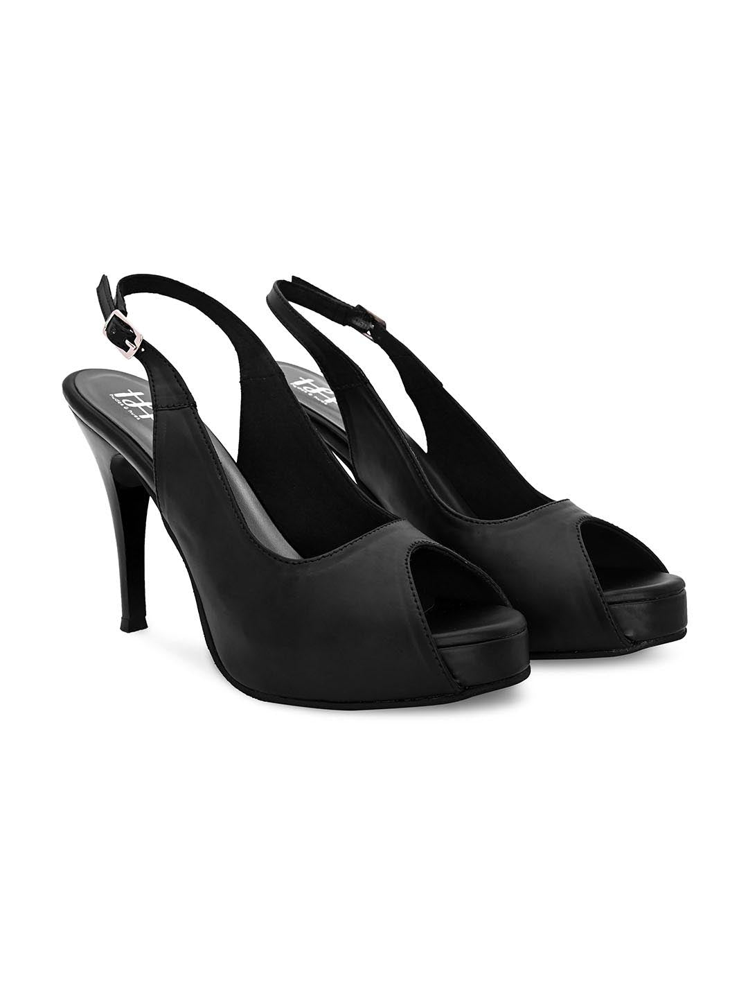 Hydes N Hues Women Black Peep Toes Stilettoes