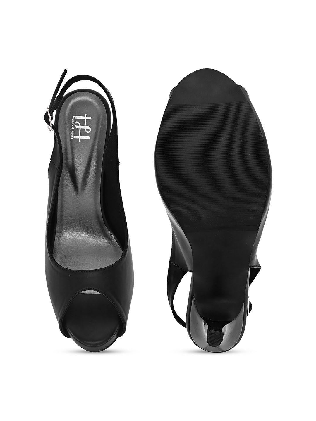 Hydes N Hues Women Black Peep Toes Stilettoes