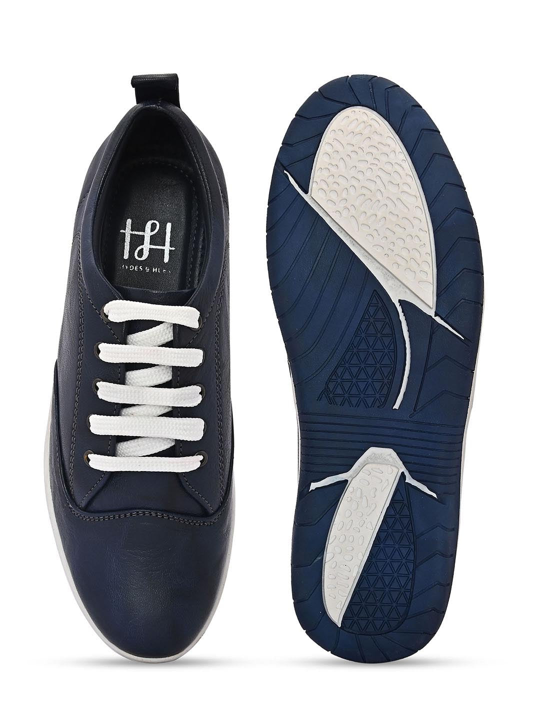 Hydes N Hues Men Blue Leather Sneakers