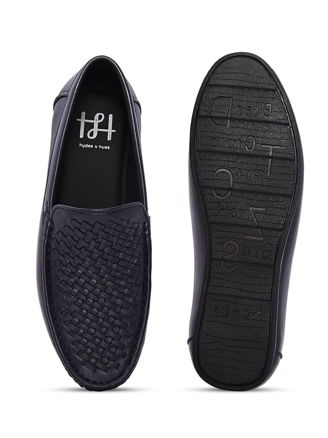 Hydes N Hues Men Blue Woven Design Loafers