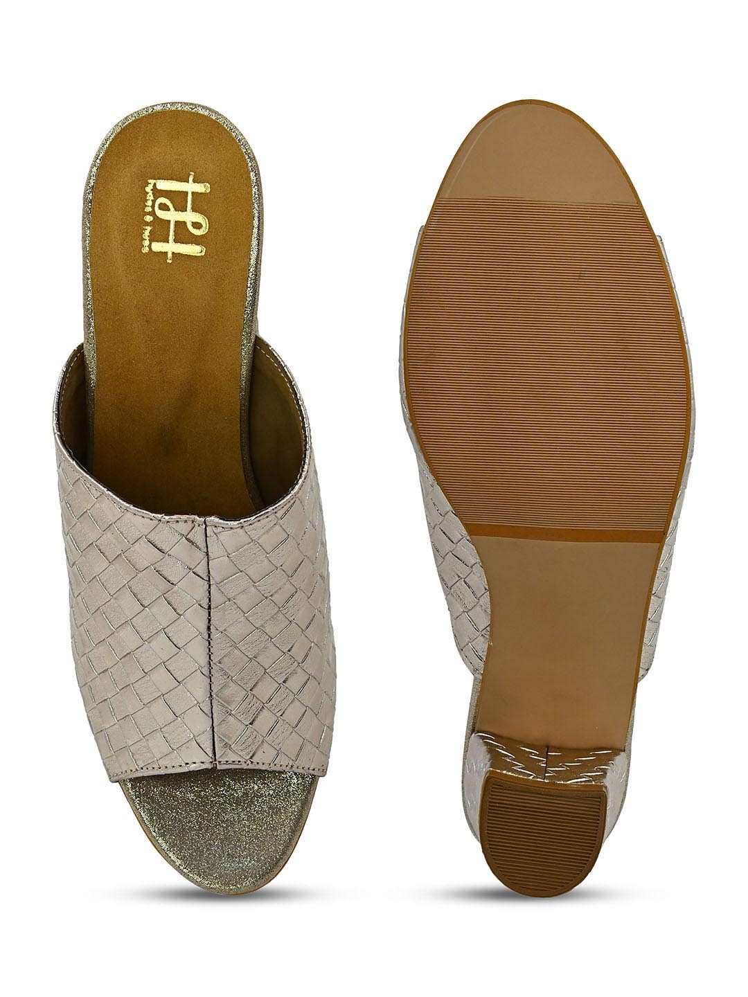 Hydes N Hues Gold-Toned Printed Block heels