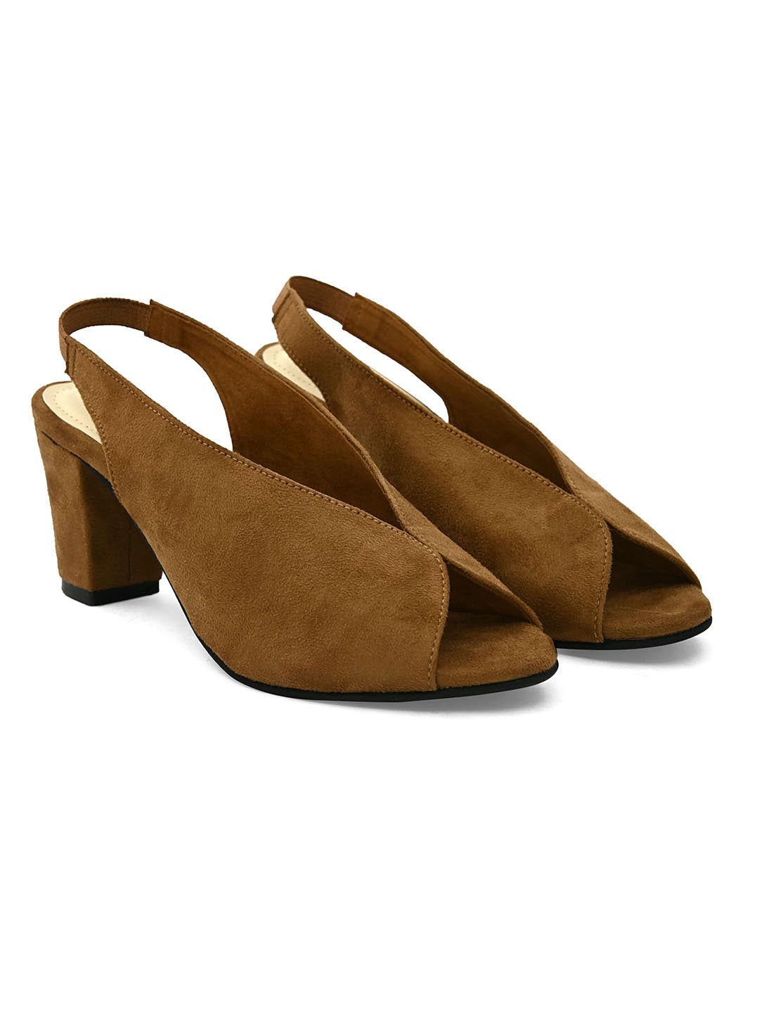 Hydes N Hues Tan Block Peep Toes