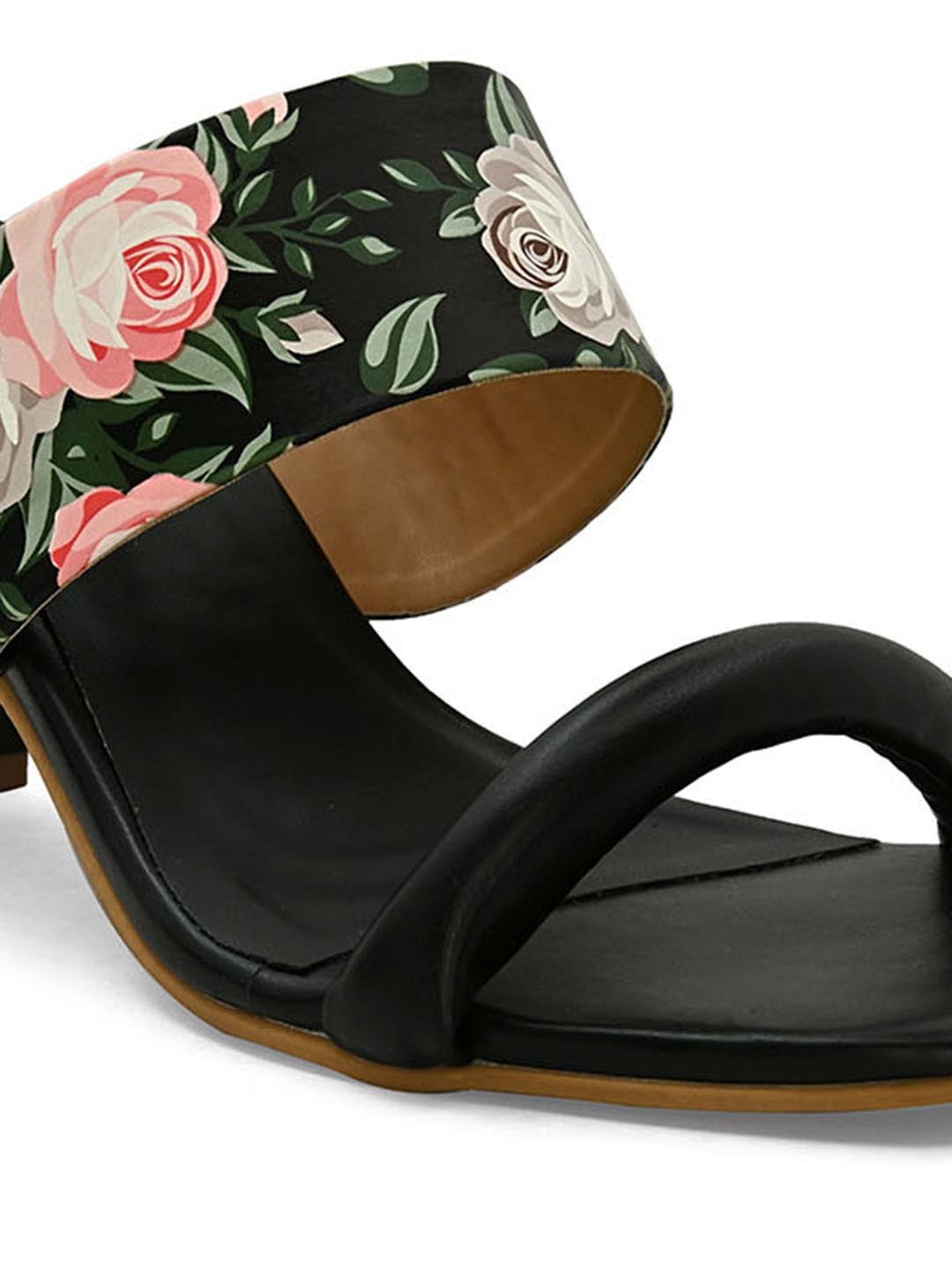 Hydes N Hues Black Printed Block Heels