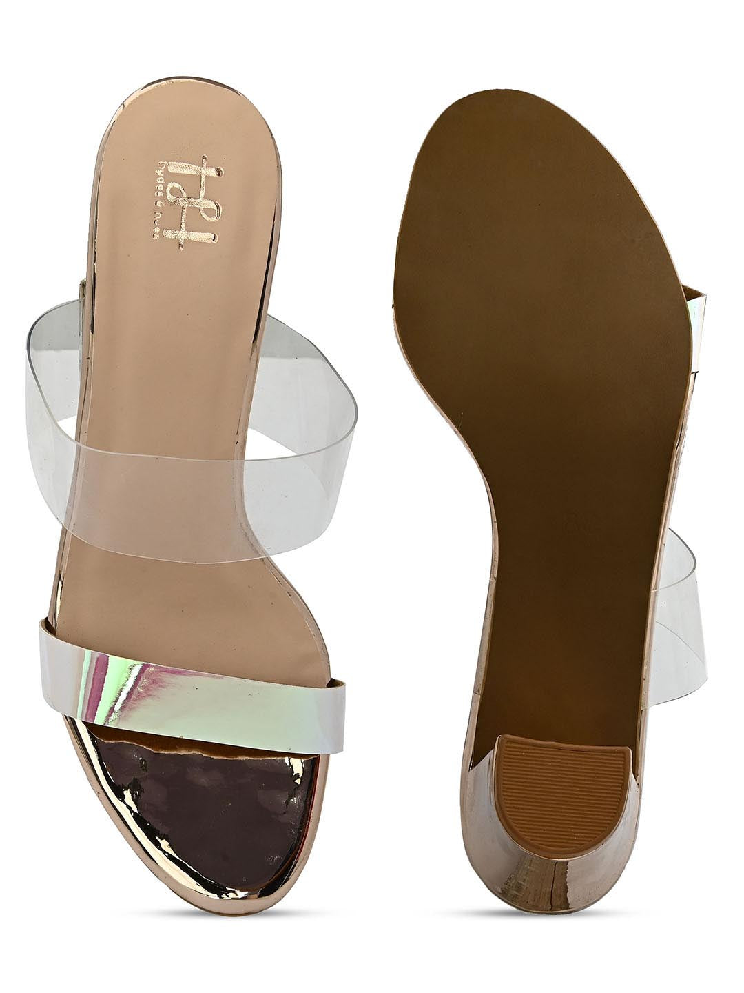 Hydes N Hues Gold-Toned Block Heels