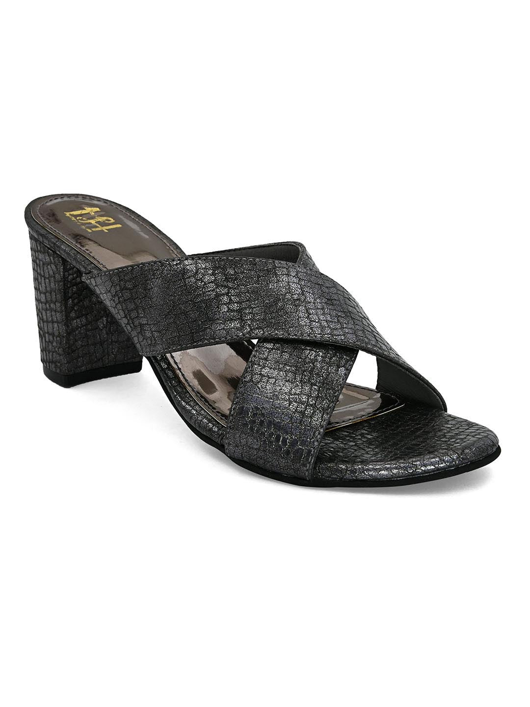 Hydes N Hues Black Textured Block Heels