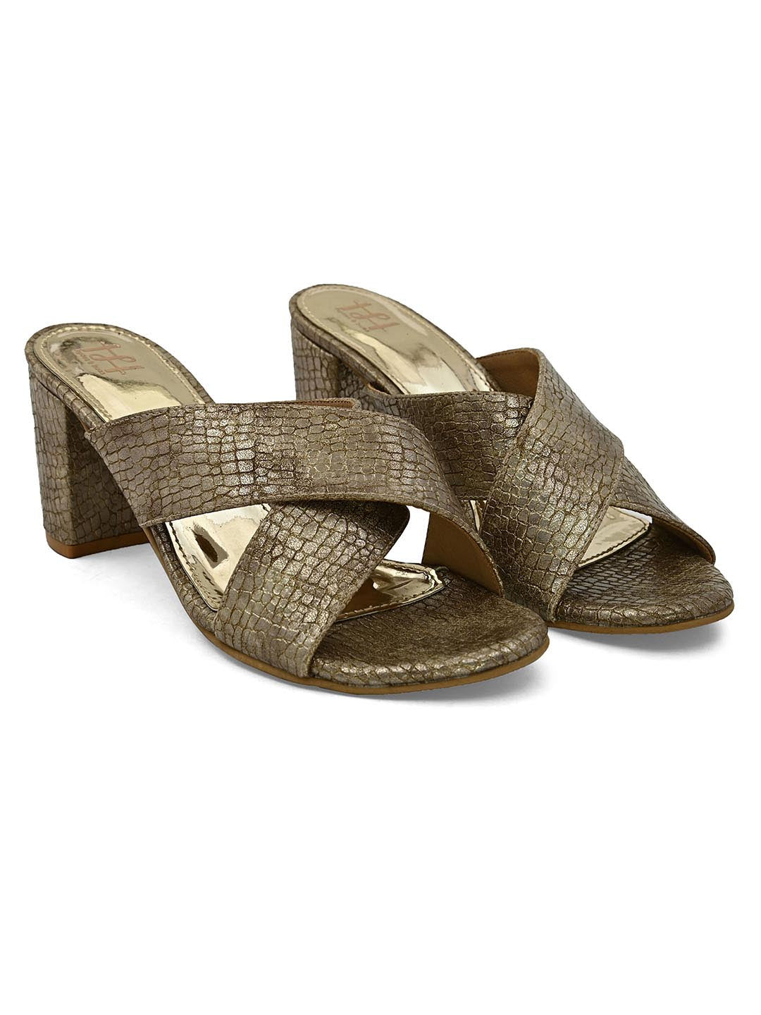 Hydes N Hues Gold-Toned Block Heels