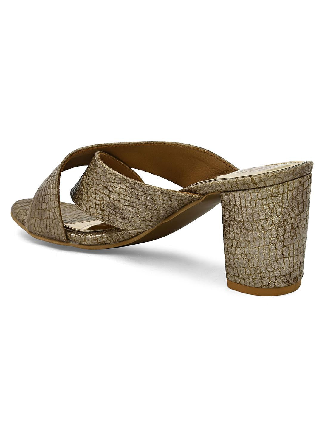 Hydes N Hues Gold-Toned Block Heels