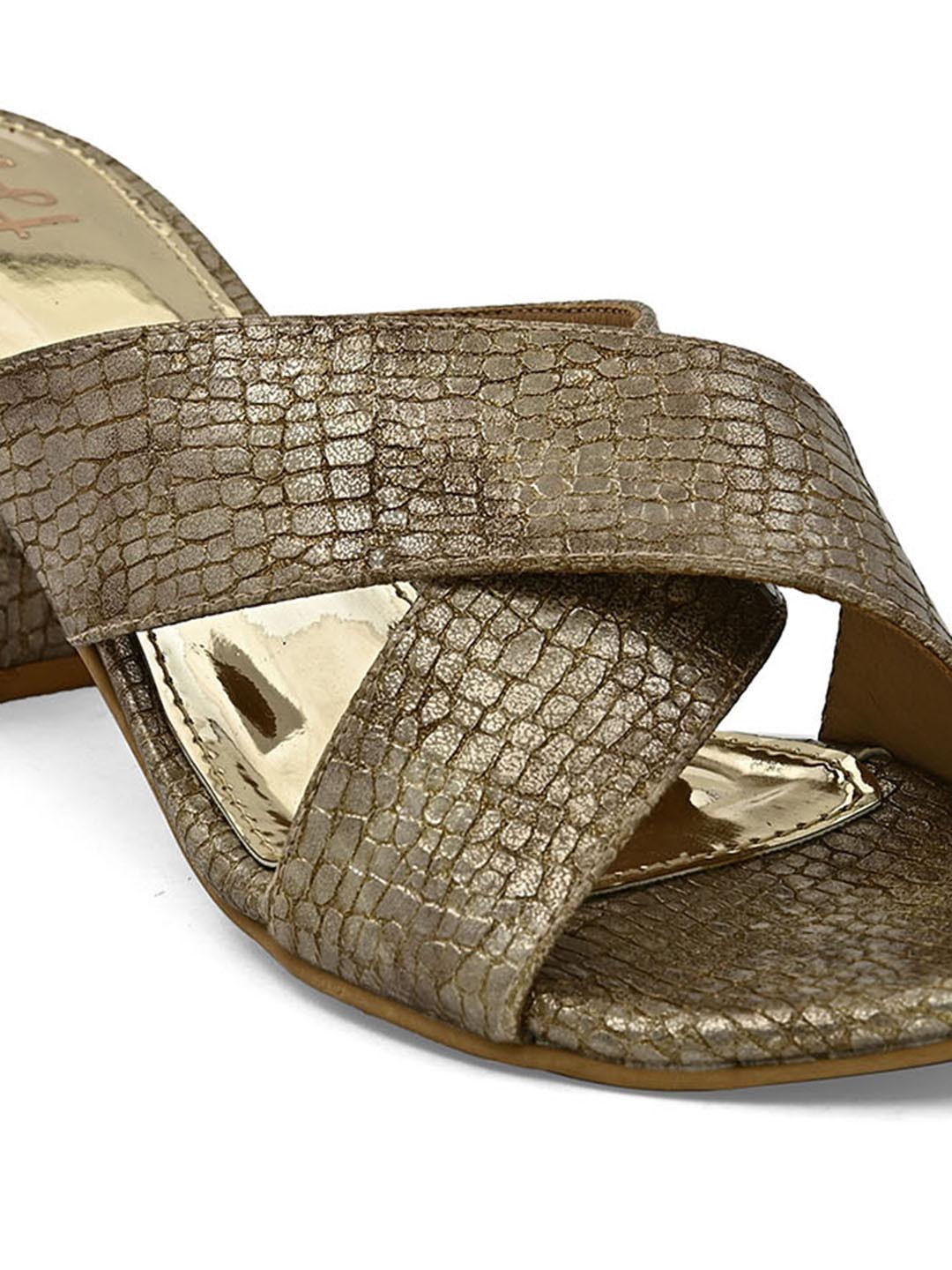 Hydes N Hues Gold-Toned Block Heels