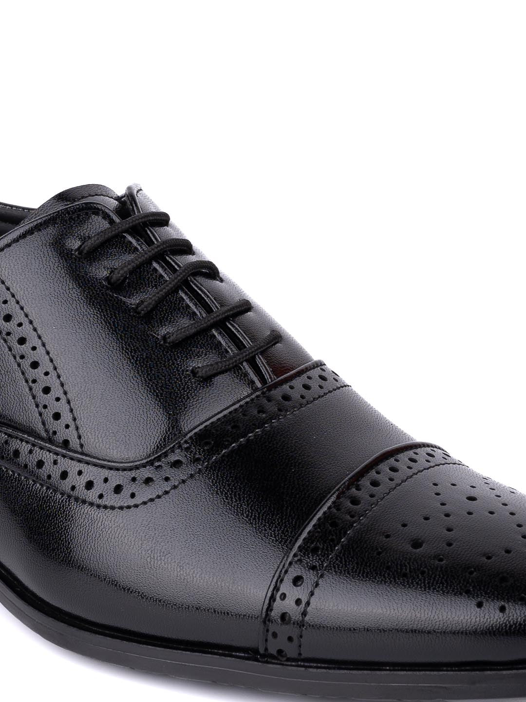 Hydes N Hues Men Black Textured Formal Oxfords