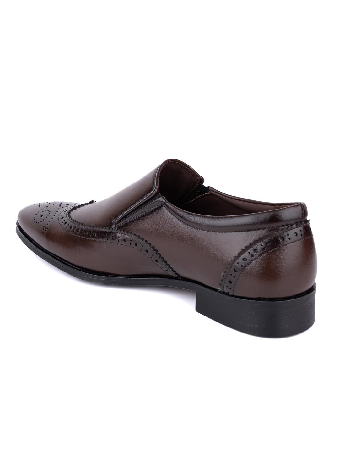 Hydes N Hues Men Brown Textured Slip-On Shoes