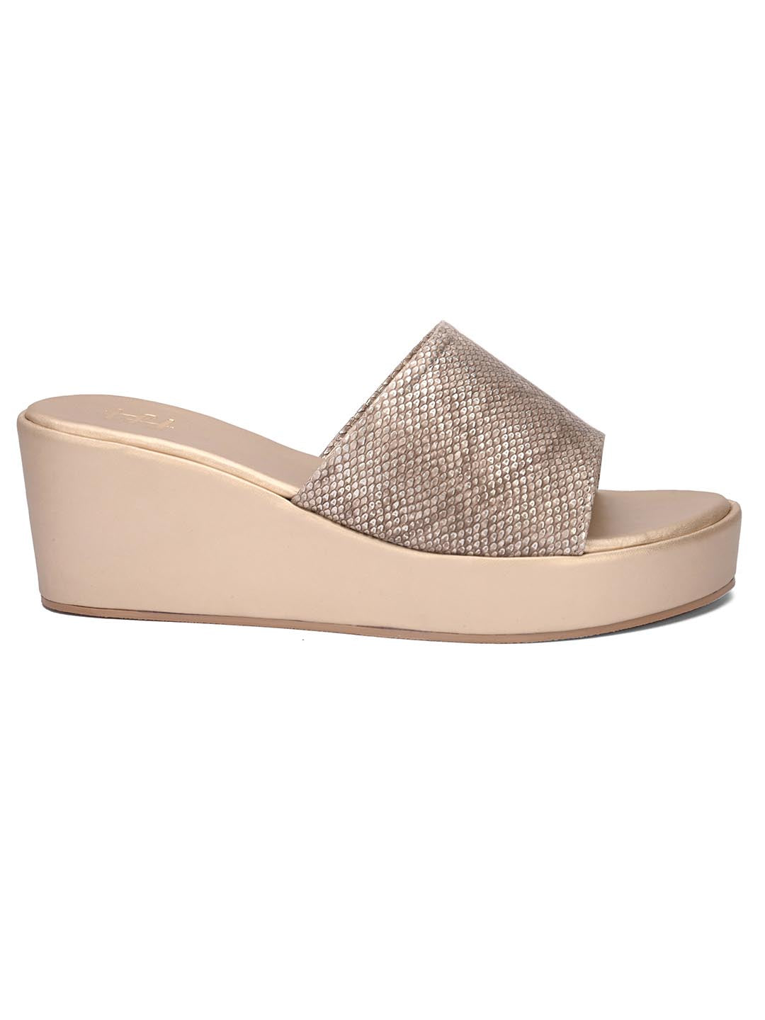 Hydes N Hues Women Gold-Toned Open Toe wedge heels