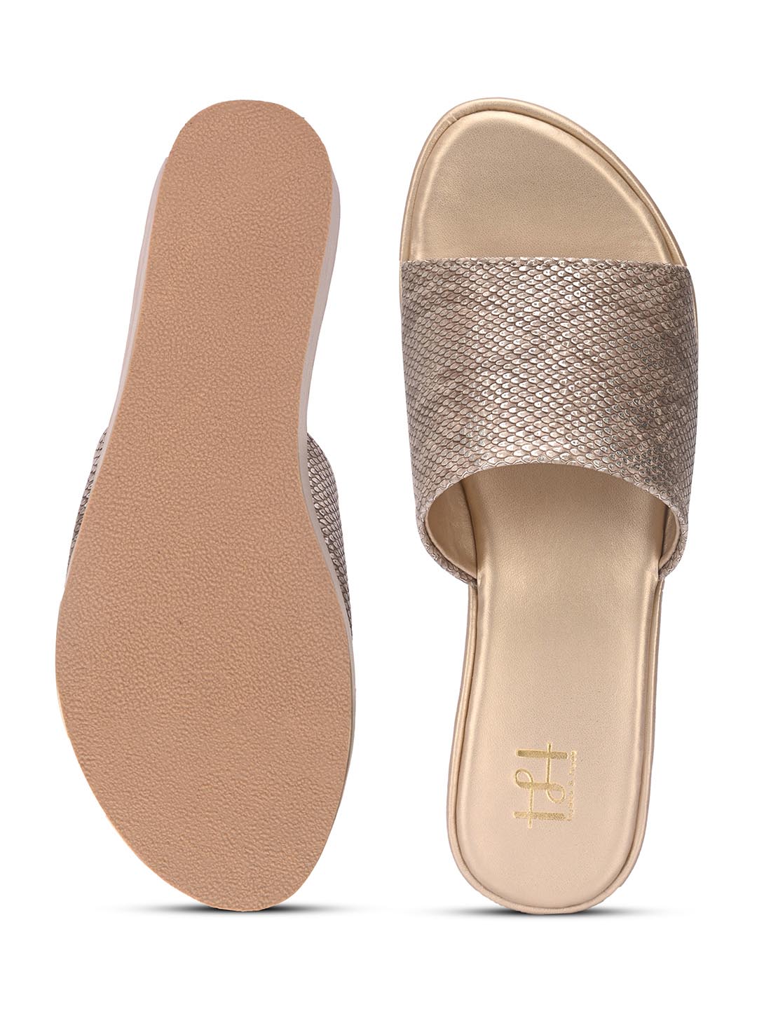 Hydes N Hues Women Gold-Toned Open Toe wedge heels