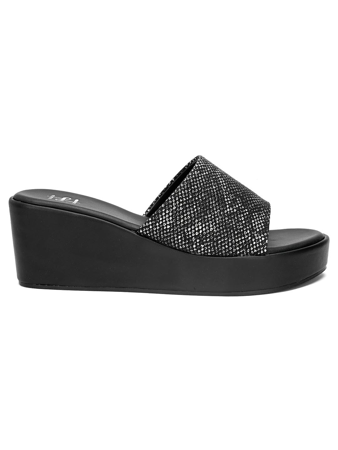 Hydes N Hues Women black -Toned Open Toe Wedge Heels