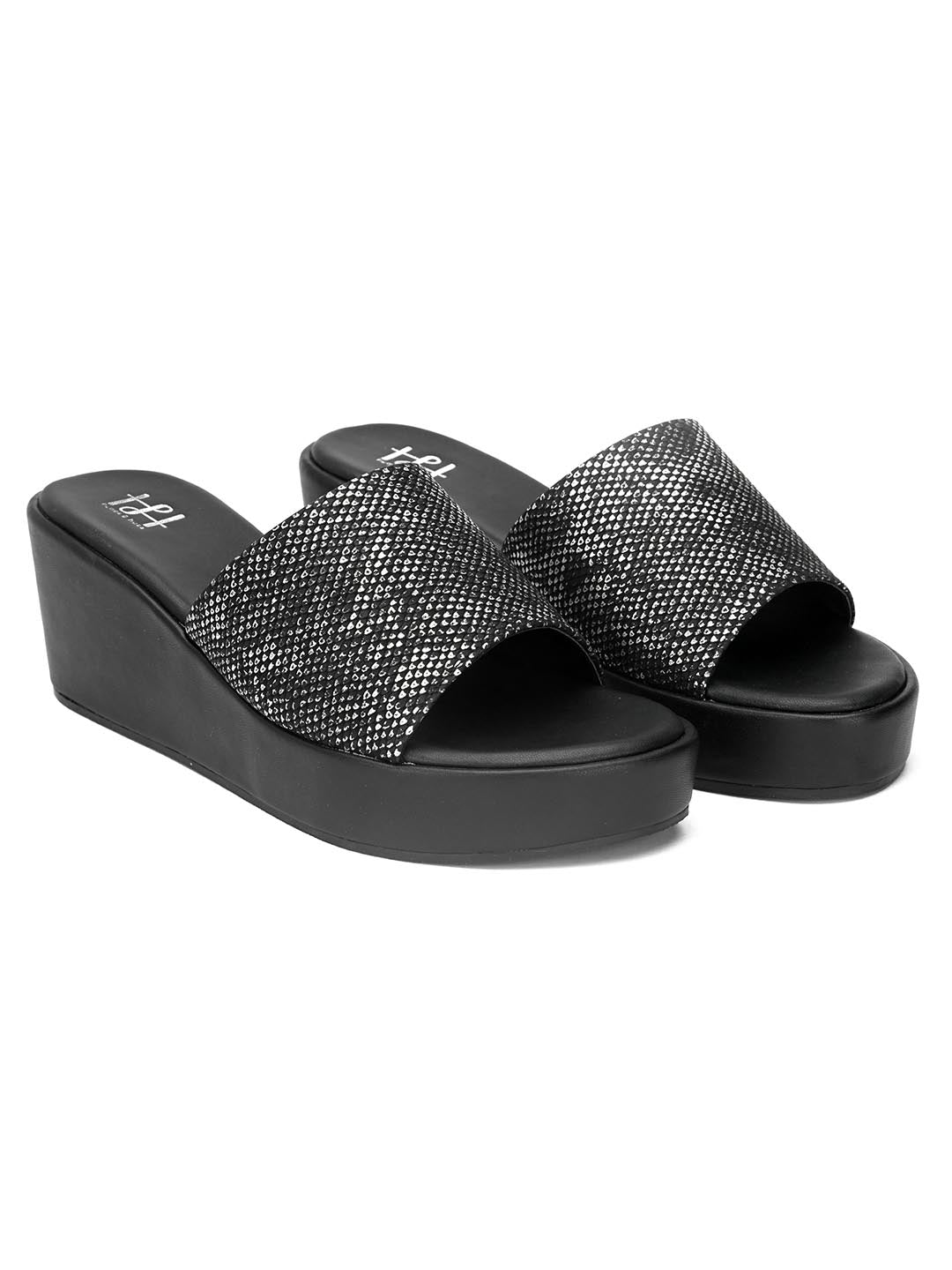 Hydes N Hues Women black -Toned Open Toe Wedge Heels