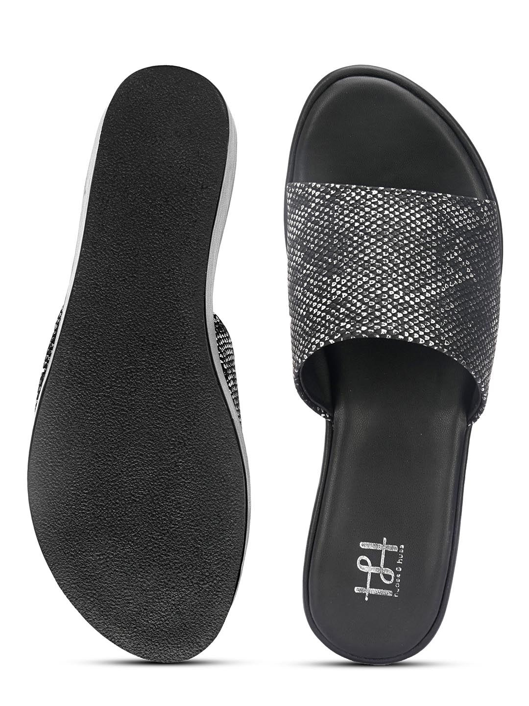 Hydes N Hues Women black -Toned Open Toe Wedge Heels