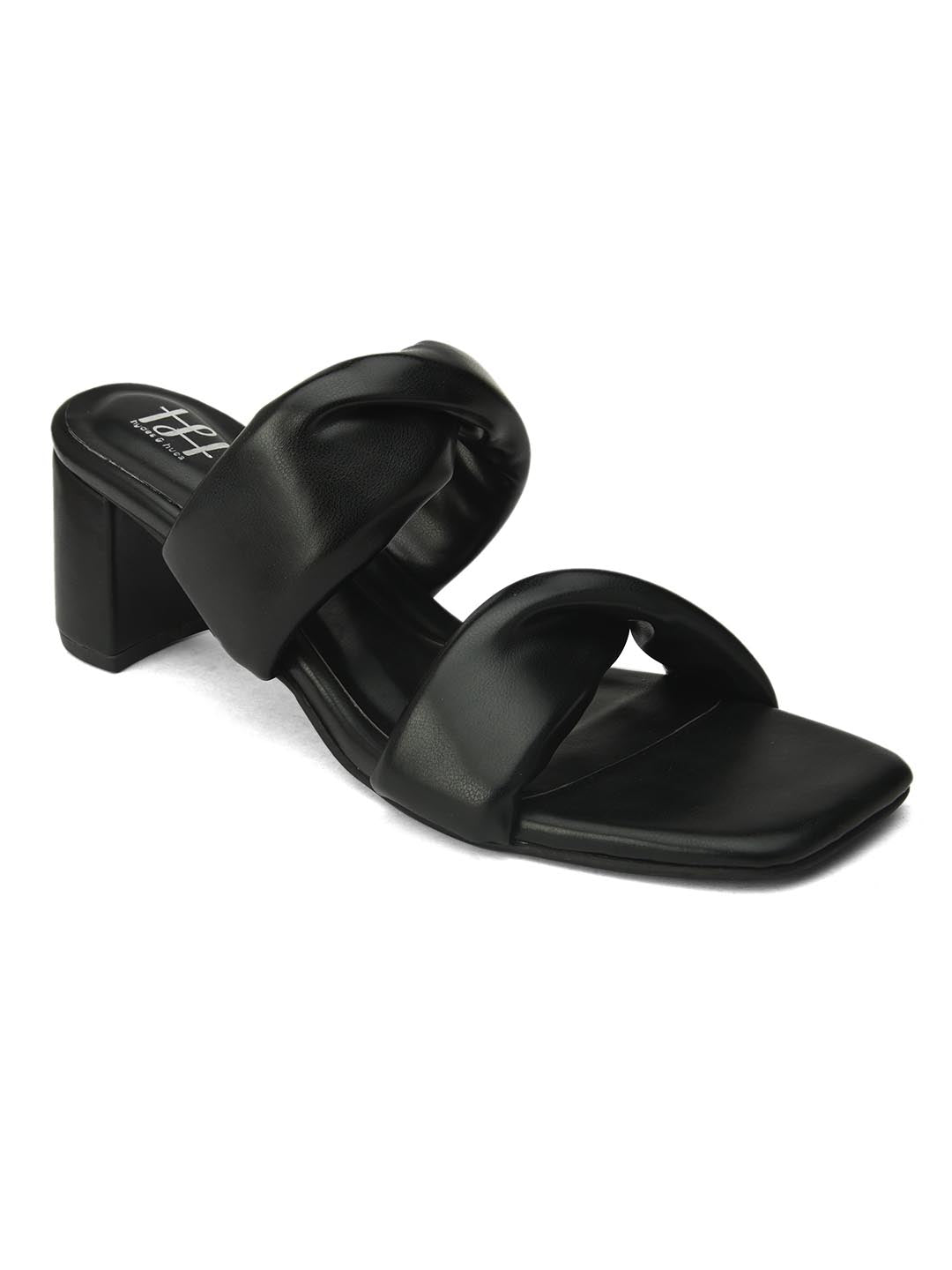 Hydes N Hues Twisted Upper Black Block Heels