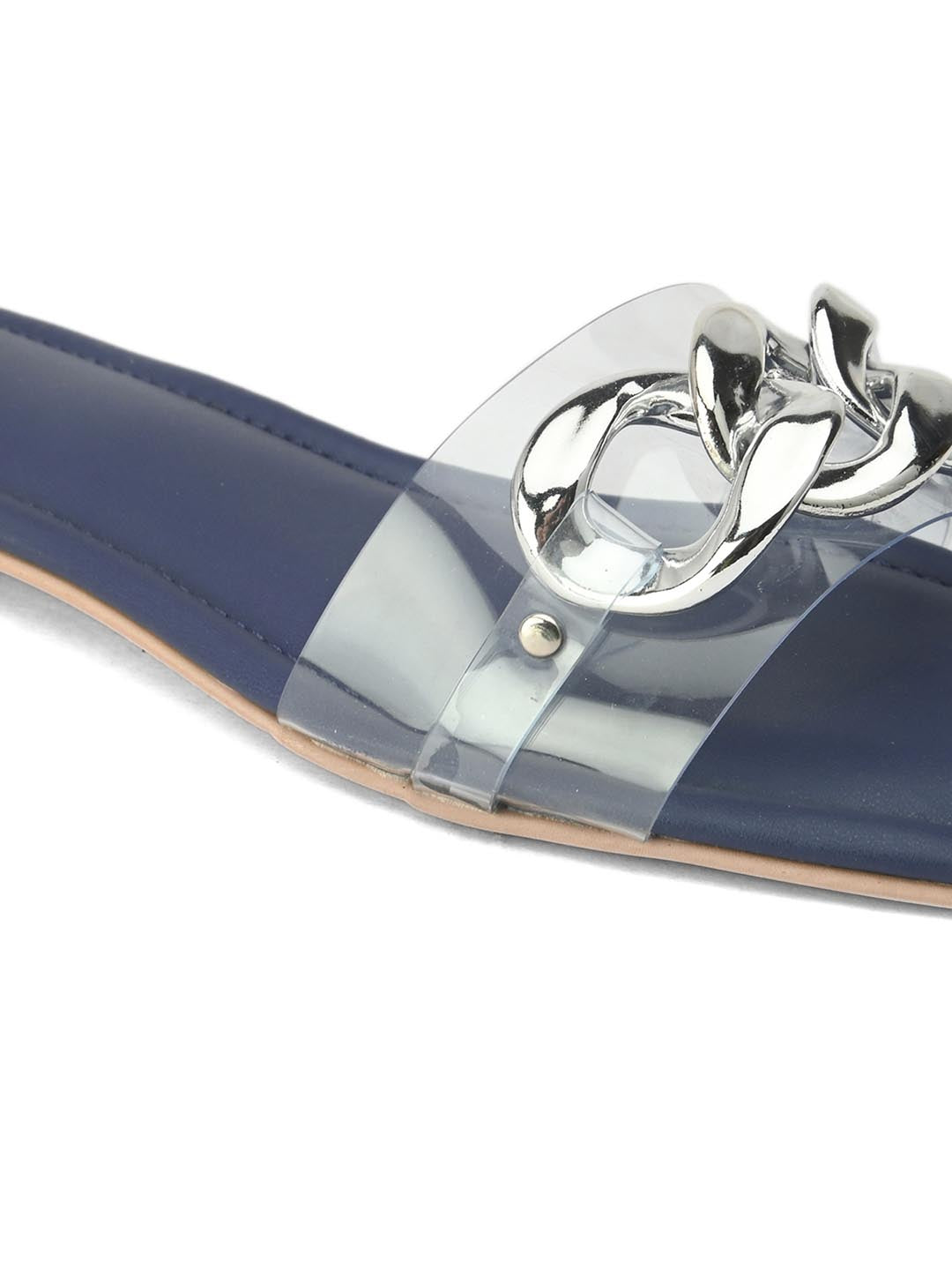 Hydes N Hues Women Transparent Blue Solid Open Toe Flats