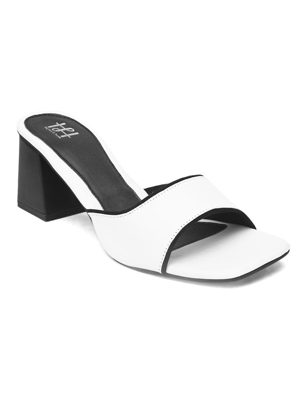 Hydes N Hues White Solid Block Heels