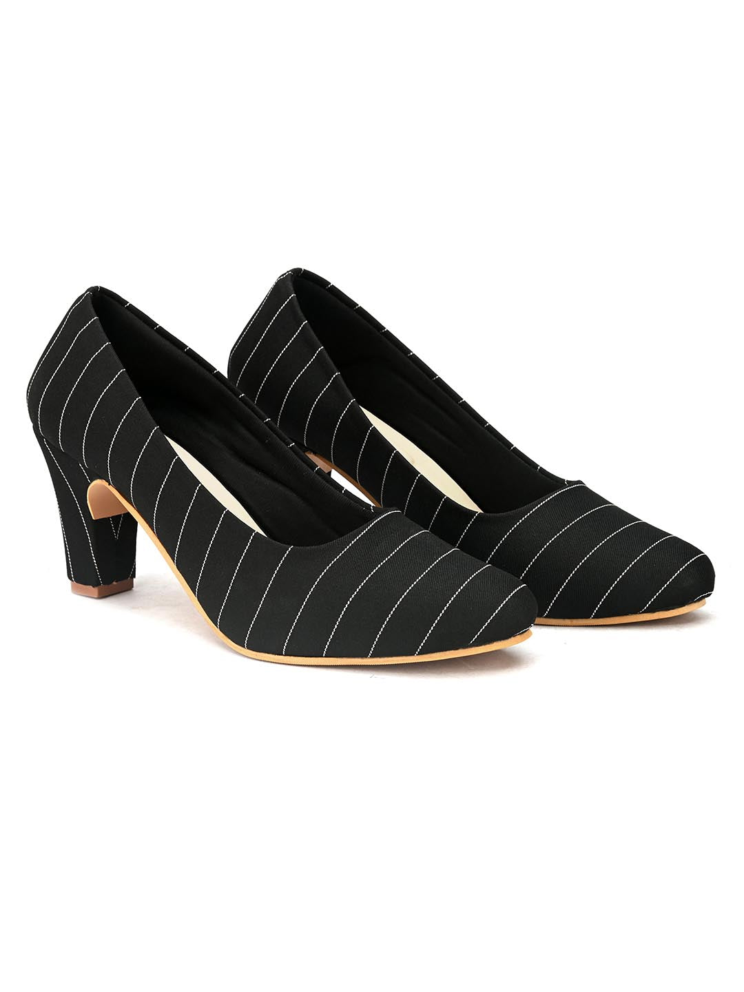 Hydes N Hues Women Black Striped Pumps