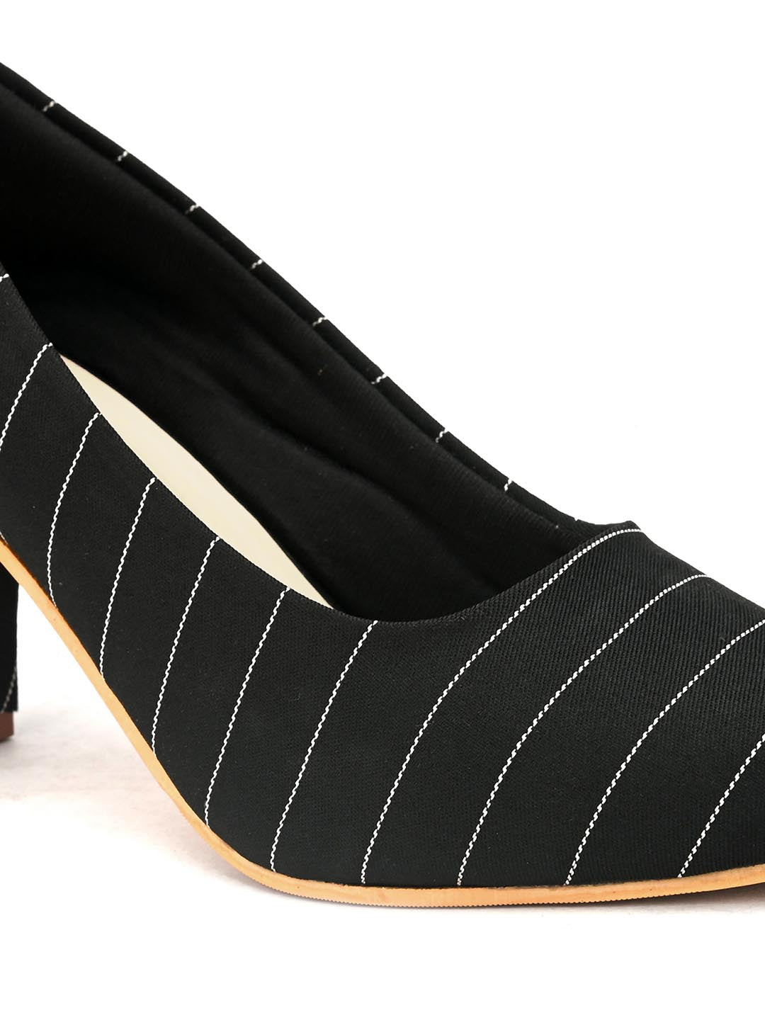 Hydes N Hues Women Black Striped Pumps