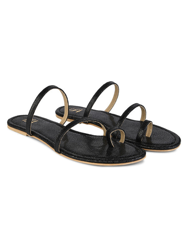 Hydes N Hues Black Flat Sandal For Women