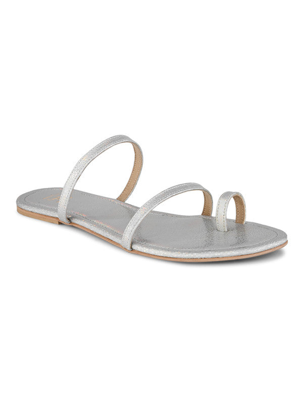 Hydes N Hues Silver Flat Sandal For Women