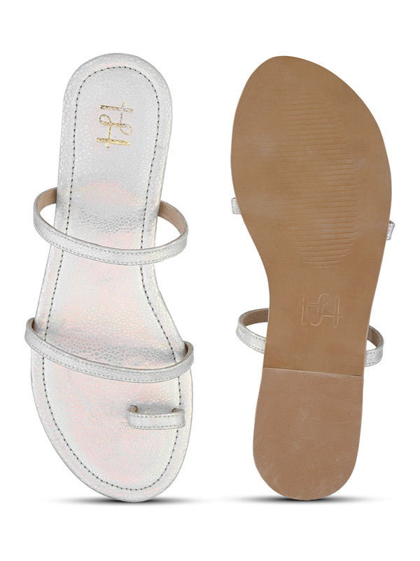 Hydes N Hues Silver Flat Sandal For Women