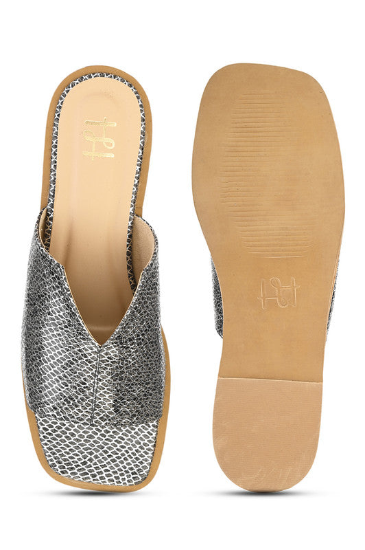 Hydes N Hues Black Silver Flat Sandal For Women